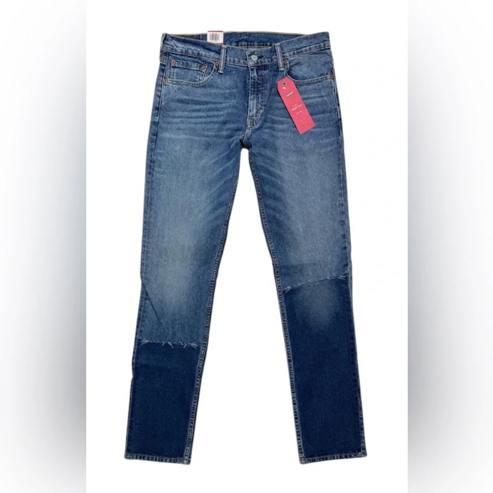 Levis 511 Slim Fit Jeans 32x34 Medium Wash Distressed Repaired Stretch Denim NWT